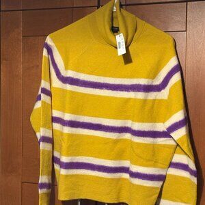 J Crew Sz Small Turtleneck sweater in striped boiled wool $168